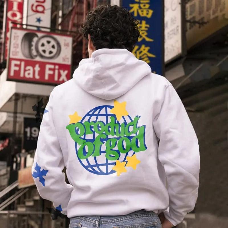 Pocket Drawstring Printed Hoodie Men - WOMONA.COM