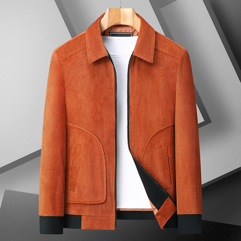 Men's plus size corduroy jacket in rust red