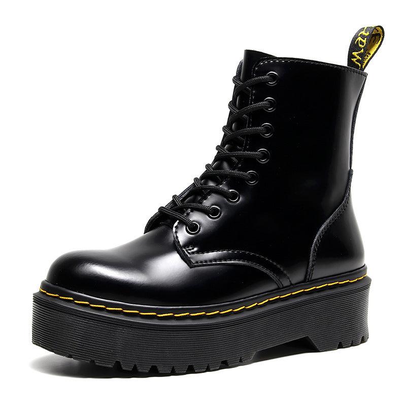 Muffin Bottom Lace-up Motorcycle Boots - WOMONA.COM