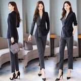 Contrasting Color Stitching Lace Striped Small Suit - WOMONA.COM