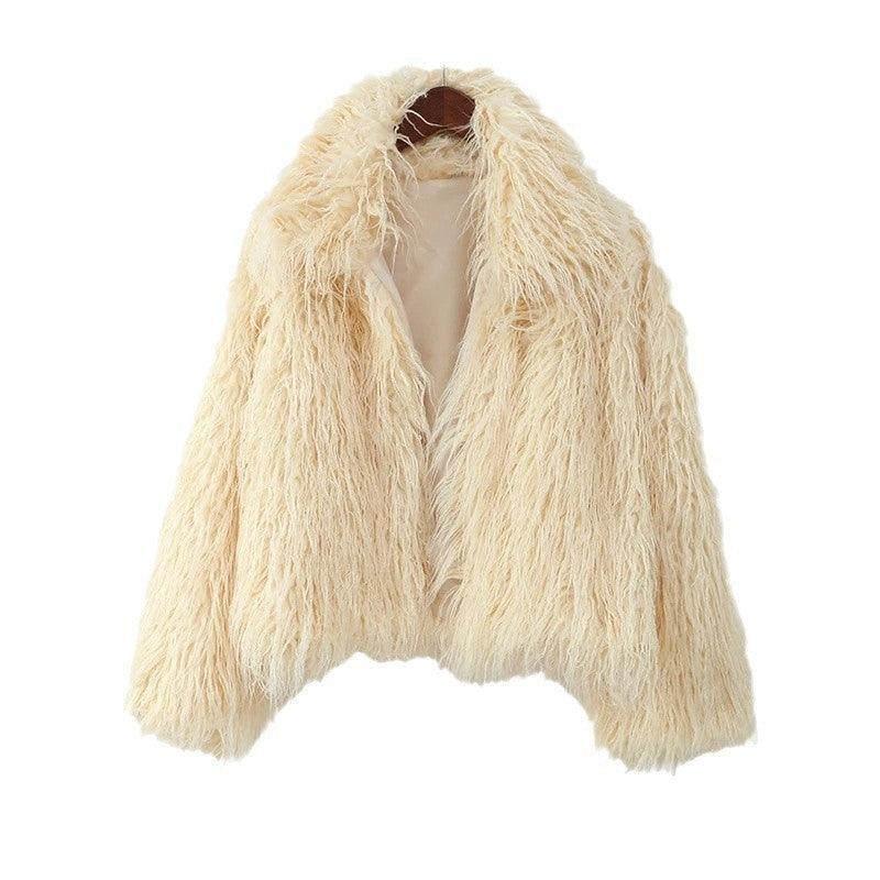 Solid Color Short Fur Warm Long Sleeves Coat