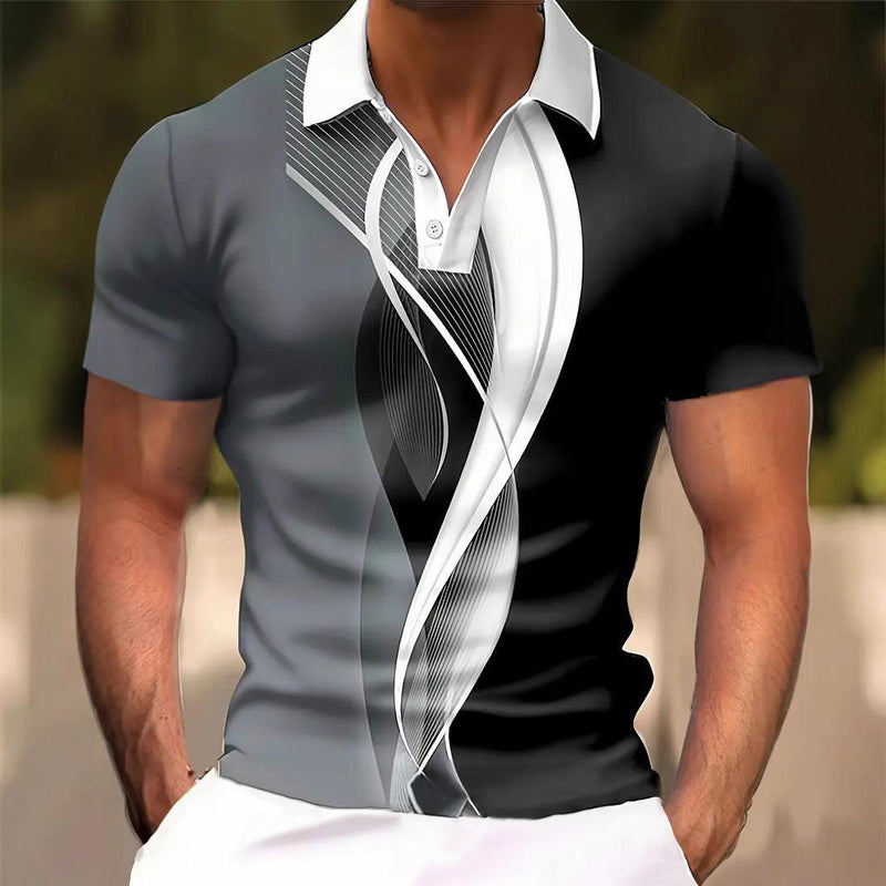 Camisa polo de manga corta con solapa y botones para hombre