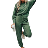 Women's Round Neck T-shirt Pants Suit - WOMONA.COM