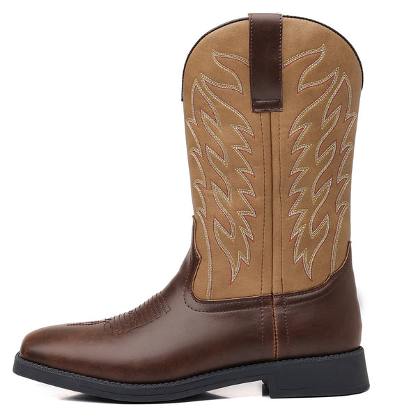 Retro Wide Head Western Cowboy Boot