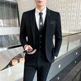 Striped Suit Men's Three-piece Suit - WOMONA.COM