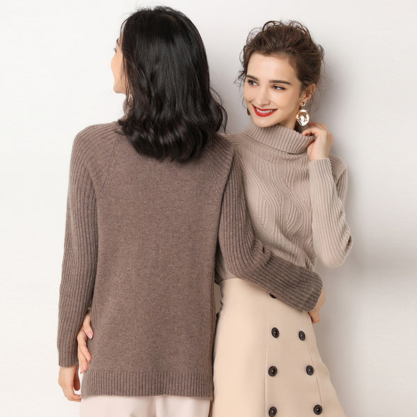 Loose Solid Color Split Pullover Wool Sweater - WOMONA.COM