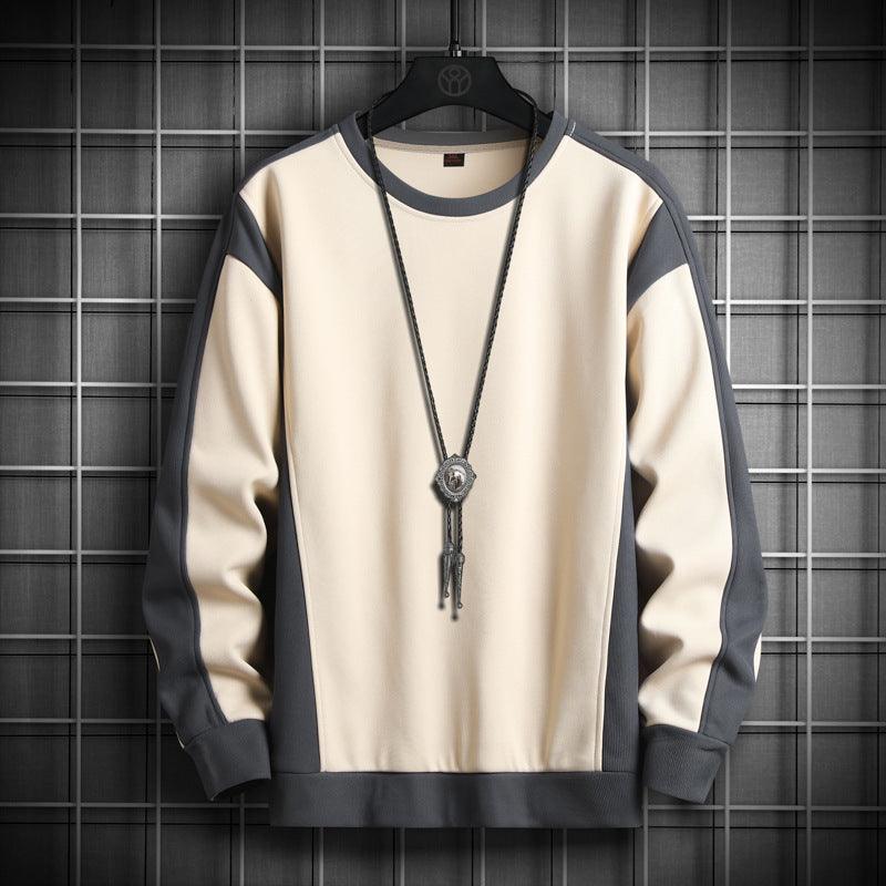 Rib Stitching Crew Neck Pullover Sweatshirt - WOMONA.COM