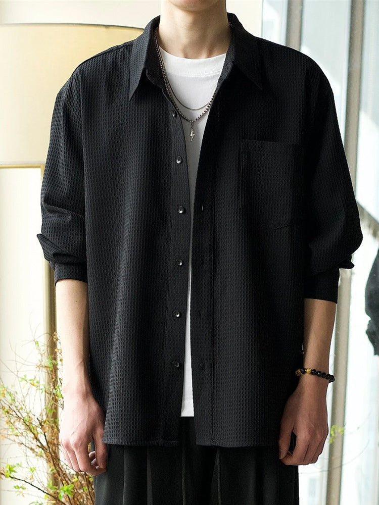 Sense Of Design Shirt Men's Long Sleeve Solid Color Thin - WOMONA.COM