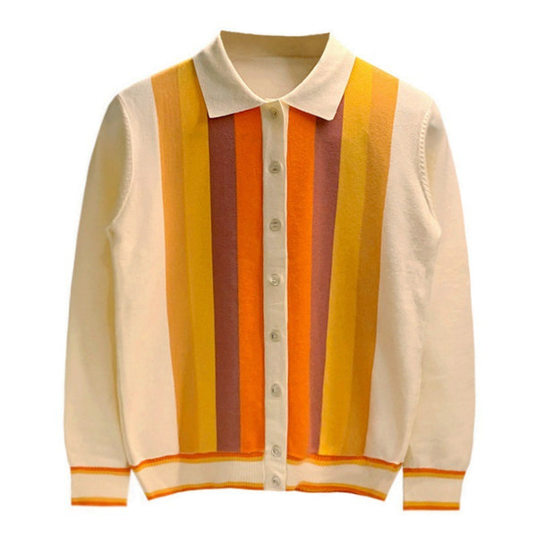 Fashion Striped Colorblock Sweater Coat Men