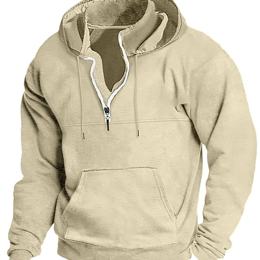 Men's apricot thick pullover hoodie