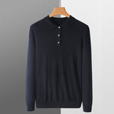 Men's Fashion Polo Collar Loose Pure Color All-matching Woolen Sweater