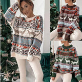 Women's Fashion Round Neck Loose Christmas - WOMONA.COM