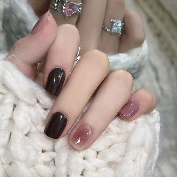 Strong Tea Coffee Nail Patch White Fake Nails - WOMONA.COM