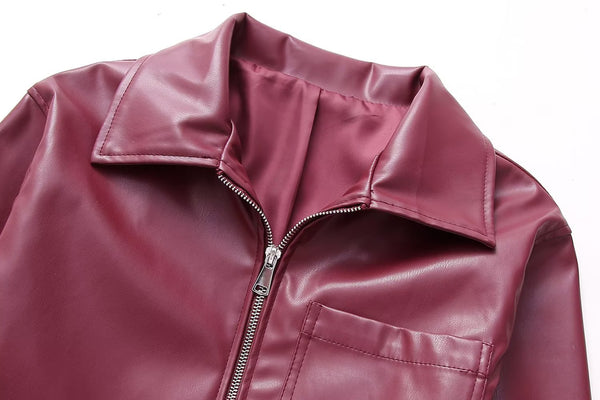 Cool And Wild Lapel Leather Jacket - WOMONA.COM