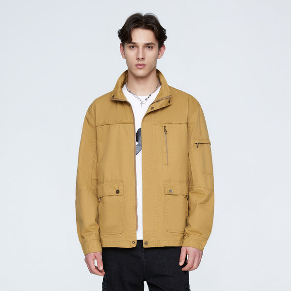 Men's Thin Casual Jacket With More Than American Workwear Bags Loose