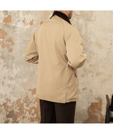 Retro Italian Corduroy Stitching Lapel Waterproof Jacket - WOMONA.COM