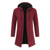 Cashmere Knitting Cardigan Hooded Medium Long Sweater - WOMONA.COM