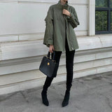 Retro Loose Long Sleeve Short Trench Coat Women - WOMONA.COM