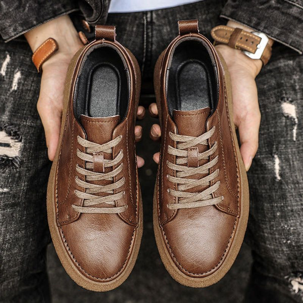 Casual Breathable Versatile And Trendy British Leather Board Shoes