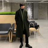 Knee Length Korean Double Breasted Cashmere Windbreaker - WOMONA.COM