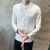 Retro Solid Color Casual Shirt - WOMONA.COM