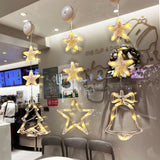 Christmas 3pcs LED Light Star Xmas Tree Hanging Sucker Lamp