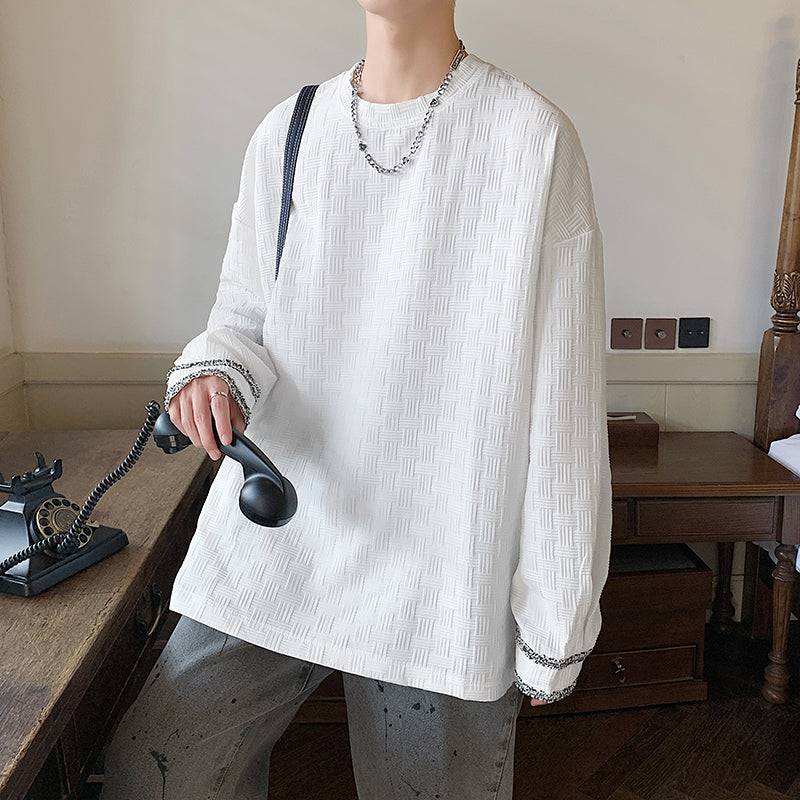 Men's white floral jacquard sweatshirt