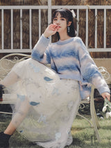 Small Loose Round Neck Pullover Sweater - WOMONA.COM