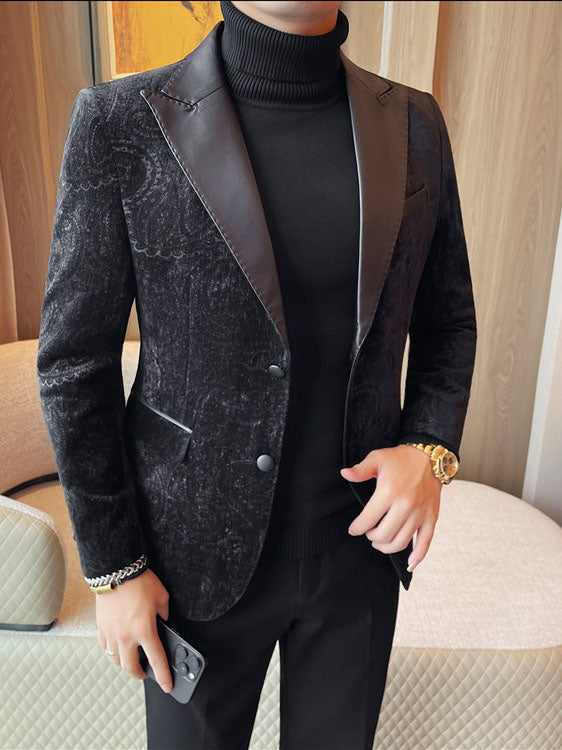 Men's Jacquard Velvet Lapel Blazer – product image 1