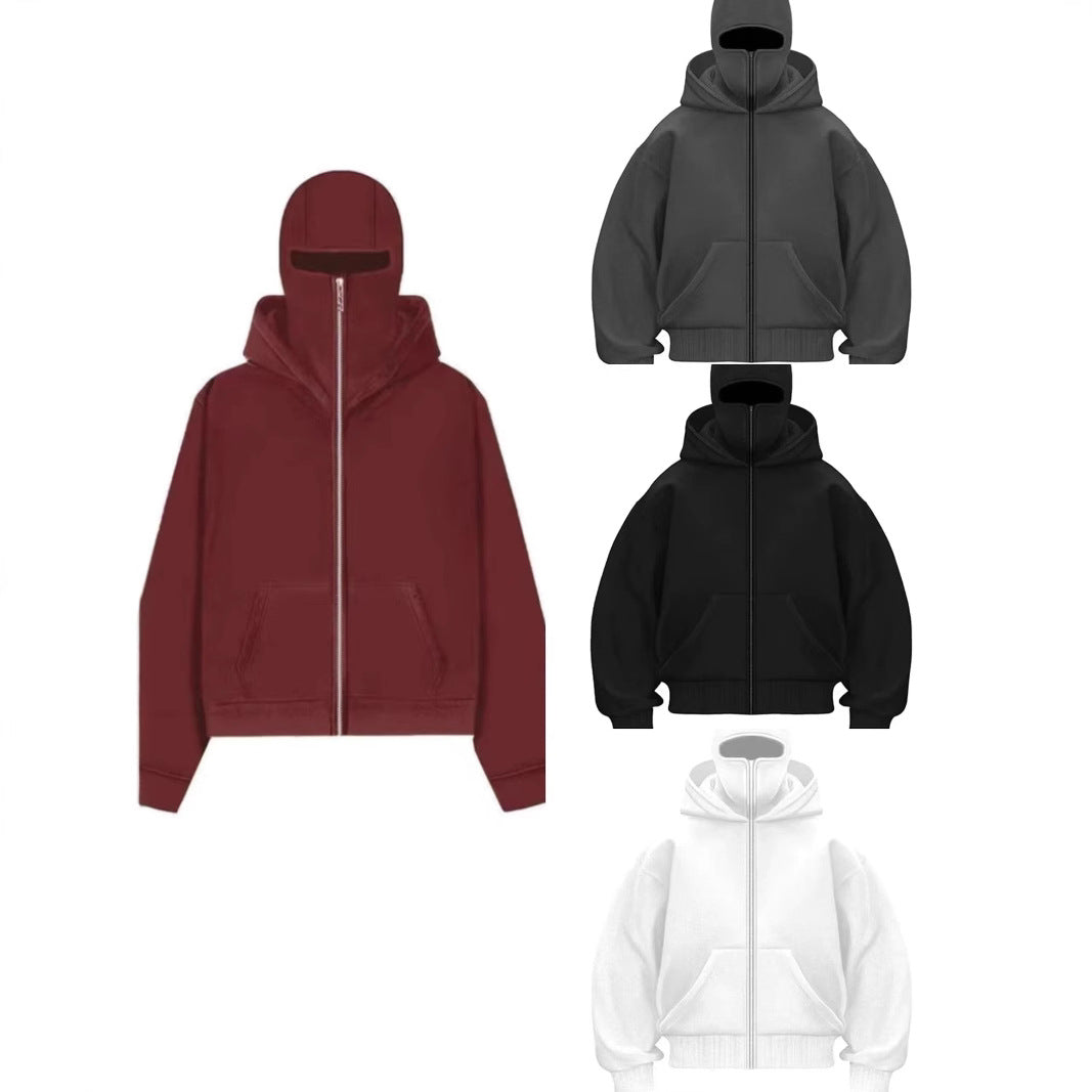 Men's hooded zip-up baseball-style hoodie