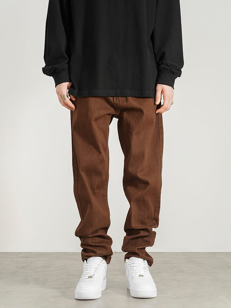 Men's Hip-Hop Vintage Brown Straight-Leg Jeans