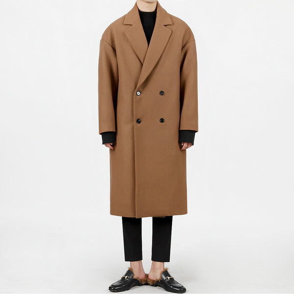 Trendy Loose Warm Woolen Woolen Trench Coat Jacket Men - WOMONA.COM