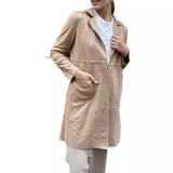 Deerskin Velvet Suit Collar Trench Coat For Women