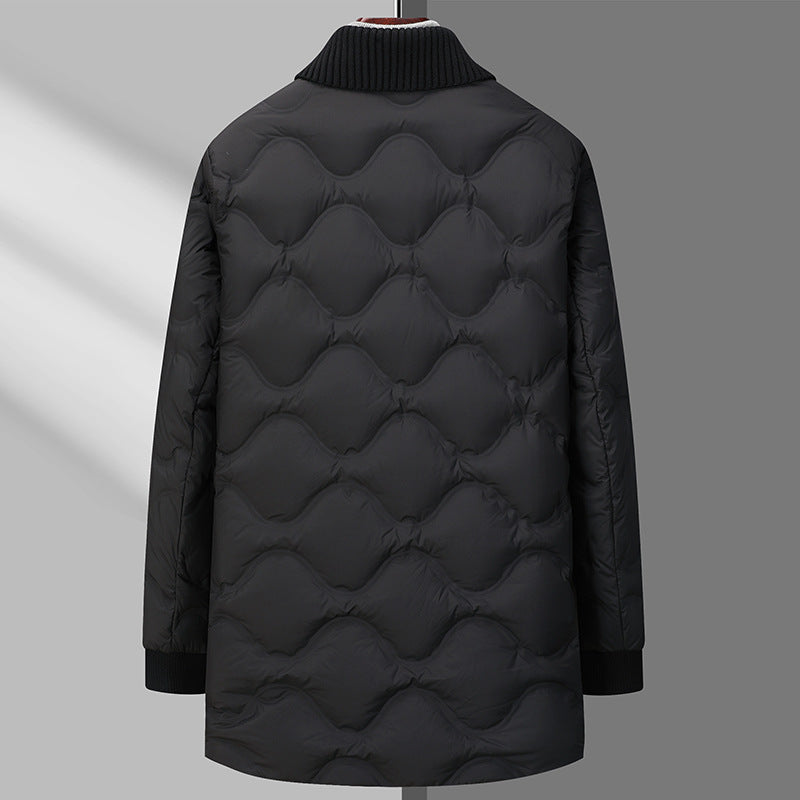 Light Luxury Men's Mid-length Down Jacket Dad Wear Winter Youth - WOMONA.COM