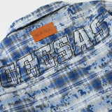 Tie-dyed Distressed Plaid Shirt Jacket Men - WOMONA.COM