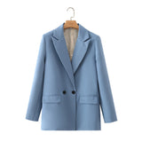 Women's Multicolor Double Breasted Coat Suit - WOMONA.COM