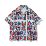 High Street Retro Full Print Short-sleeved Shirts For Men And Women - WOMONA.COM