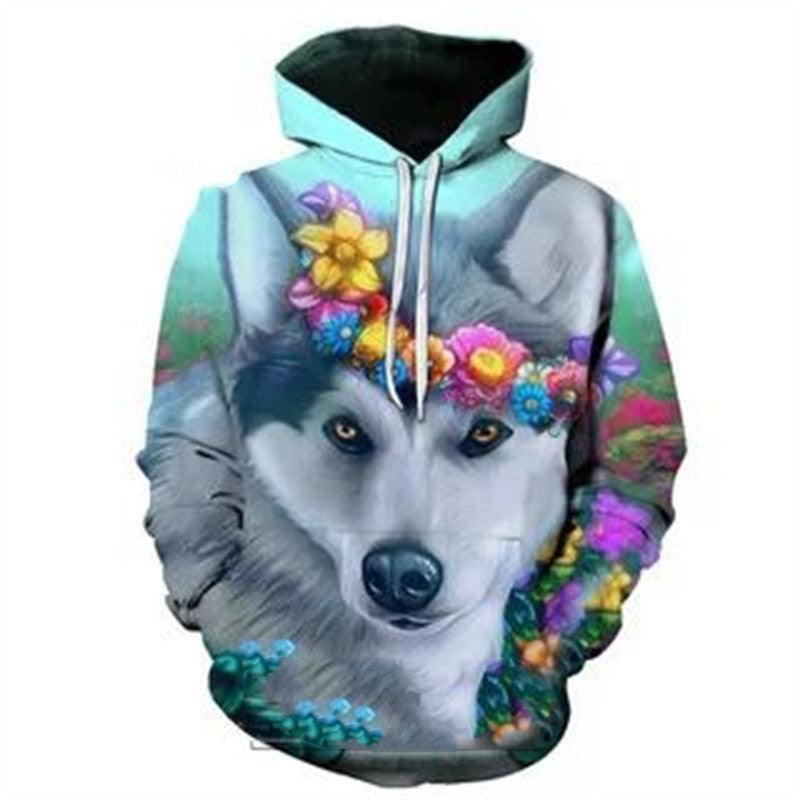 Fall Pullover Hoodie Pitbull Pattern Casual Top - WOMONA.COM