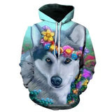 Fall Pullover Hoodie Pitbull Pattern Casual Top