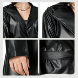 Extra Long Bathrobe Leather Wind Coat Women's Leather Jacket