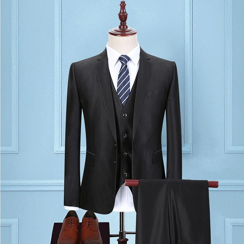 Men's dark charcoal suit jacket vest and matching trousers set
