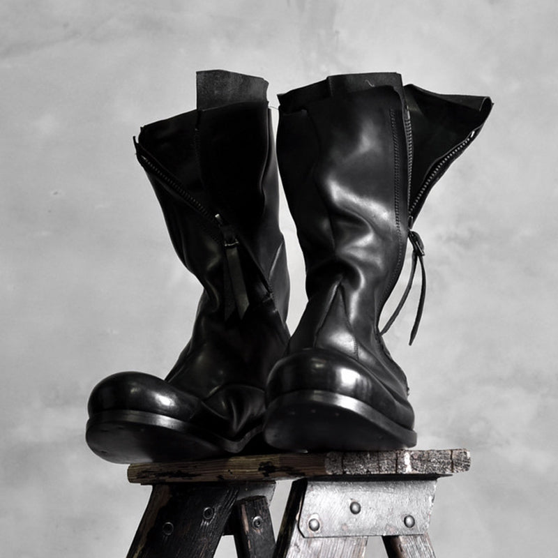 Japanese Irregular Deconstructed Leather Boots Men Retro - WOMONA.COM