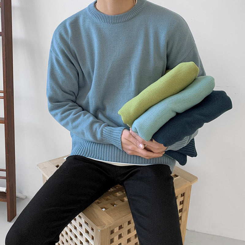 Korean Men's Round Neck Sweater Autumn And Winter - WOMONA.COM