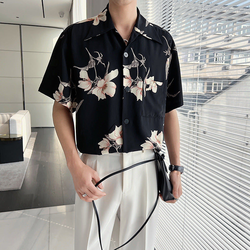 Summer Drape Thin Floral Shirt For Men - WOMONA.COM