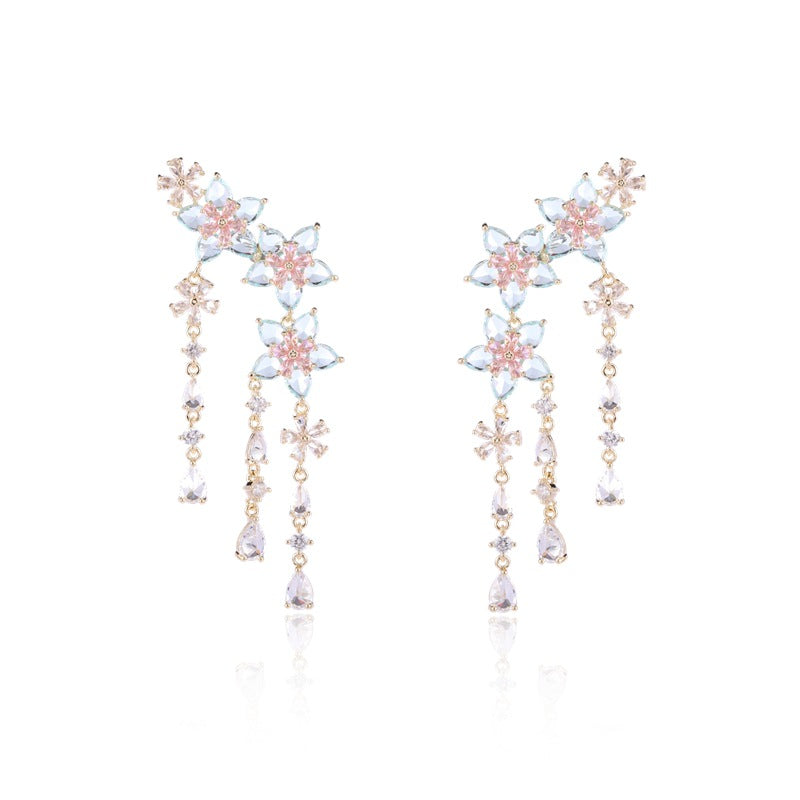 Fashion Flower Tassel Pendant Earrings For Women - WOMONA.COM