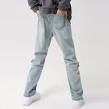 Light Color And Water Scrubbing Jeans - WOMONA.COM