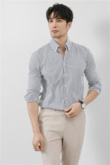 Striped Men's V-neck Long Sleeve Shirt - WOMONA.COM