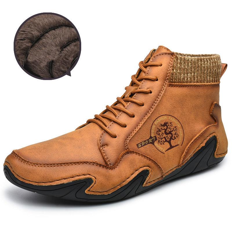 Men Ankle Boots High Top High Quality Flats Shoes - WOMONA.COM