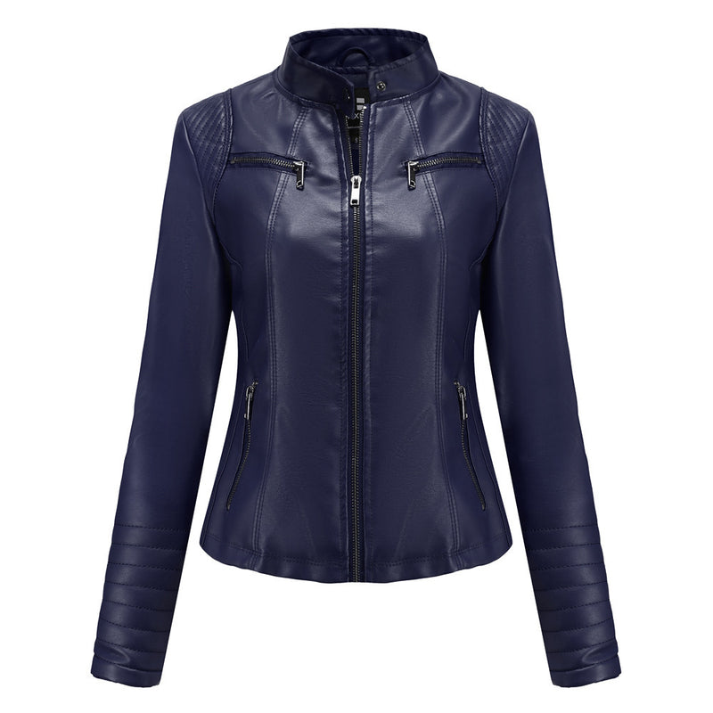 Women's Leather Thin Motorcycle Clothing Short Chic Women's Jacket