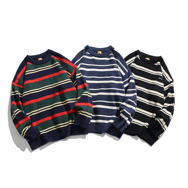 Winter Couples Wear Trendy Striped Sweaters For Men And Women - WOMONA.COM